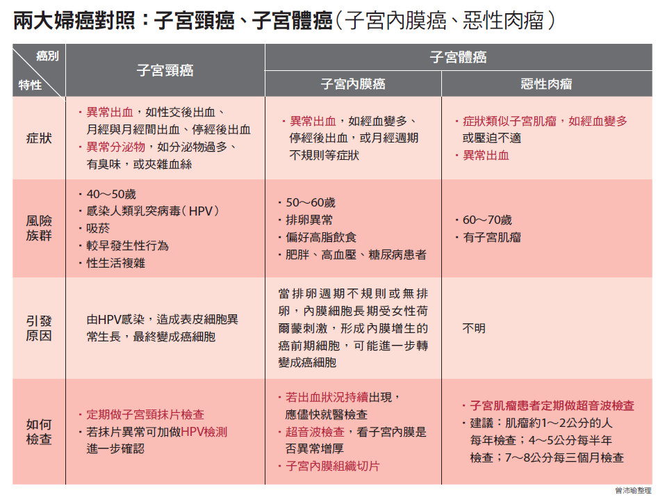 子宮頸癌、子宮內膜癌大不同